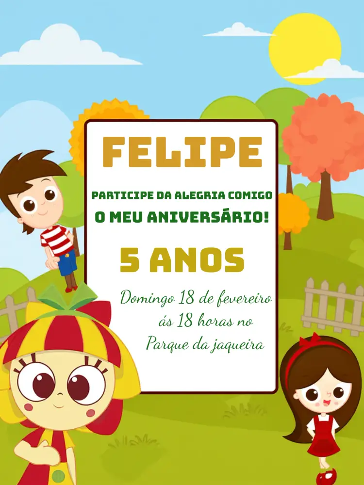 Convite Sítio Do Pica Pau Amarelo