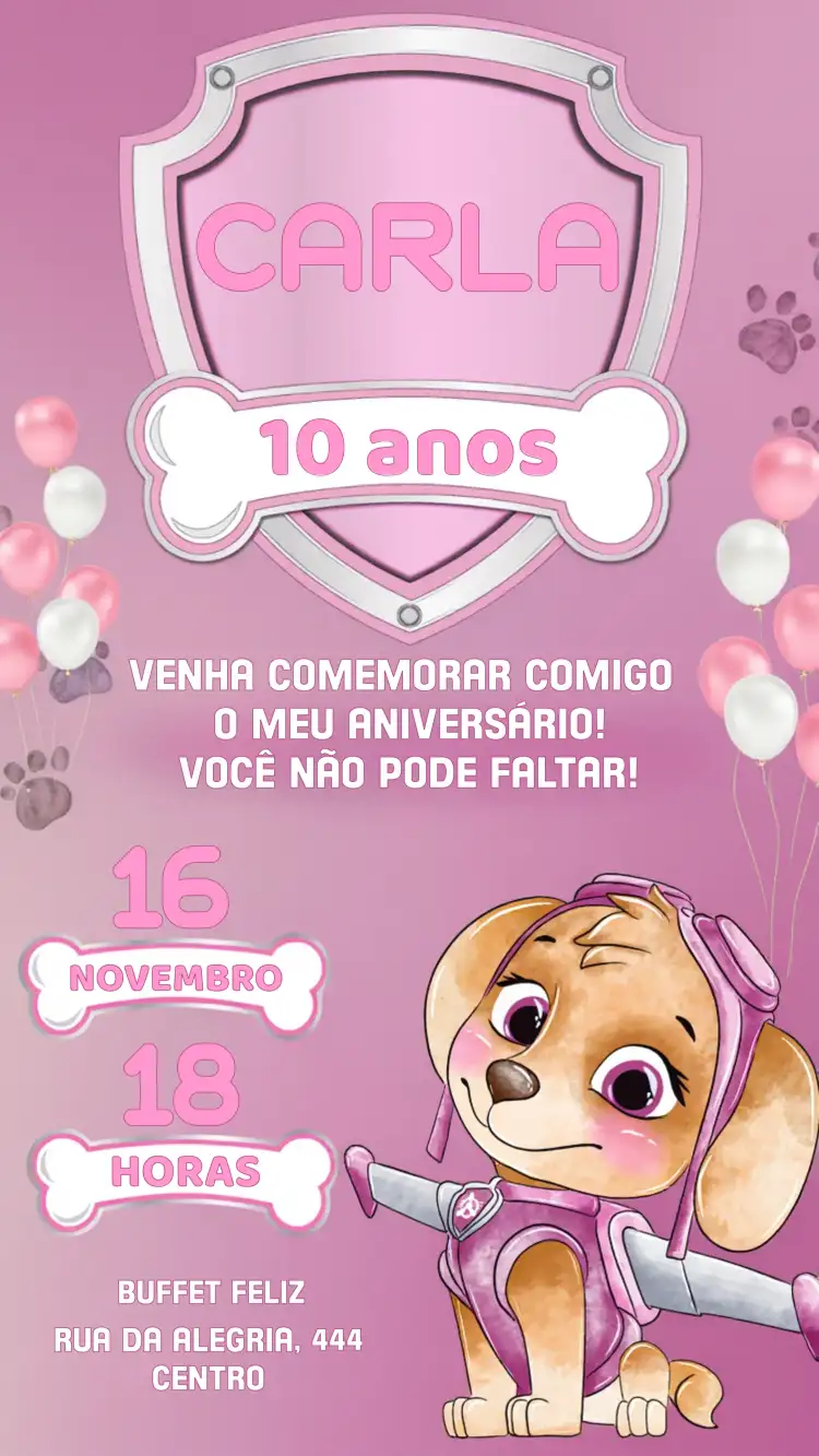 Skye Patrulha Canina Balões