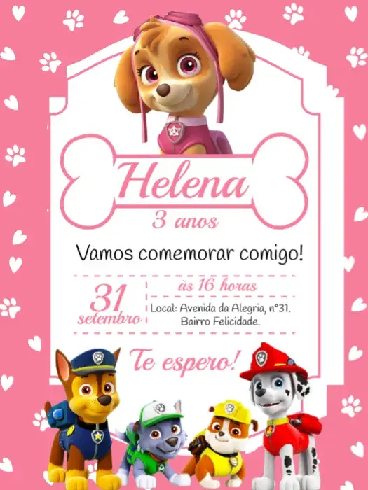 Convite Skye Patrulha Canina