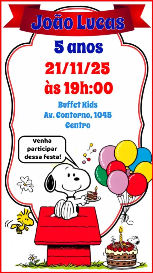 Convite Snoopy