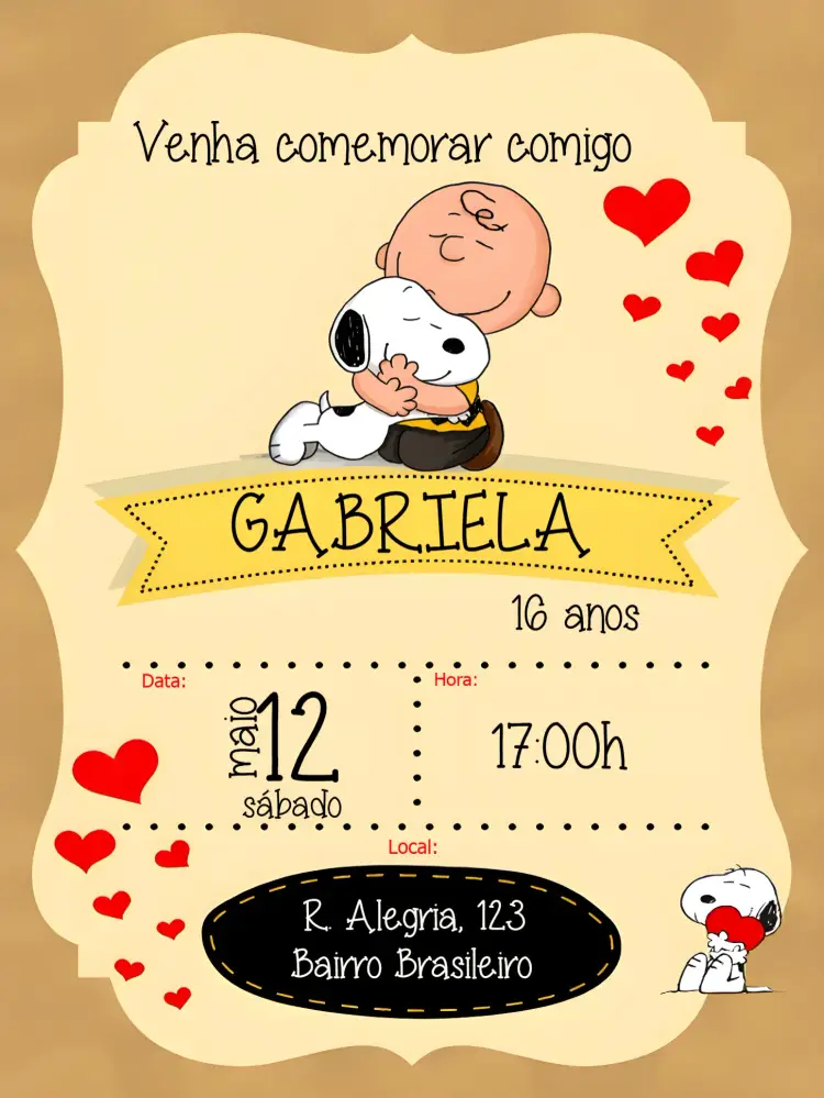 Convite Snoopy Charlie