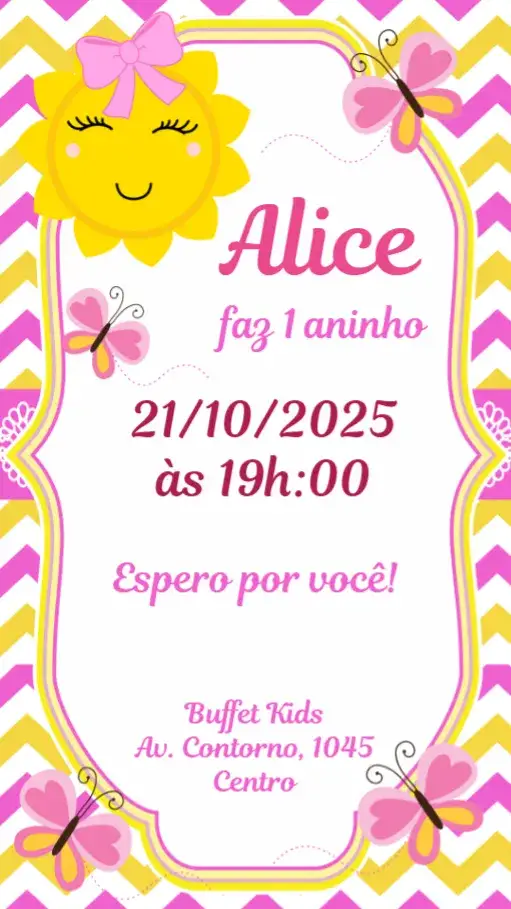 Convite Solzinho – tema Aniversário Infantil cores quentes, elementos lúdicos, estilo alegre, design colorido, temática solar, visuais infantis