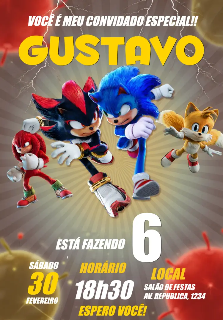 Convite Sonic 3 Dark