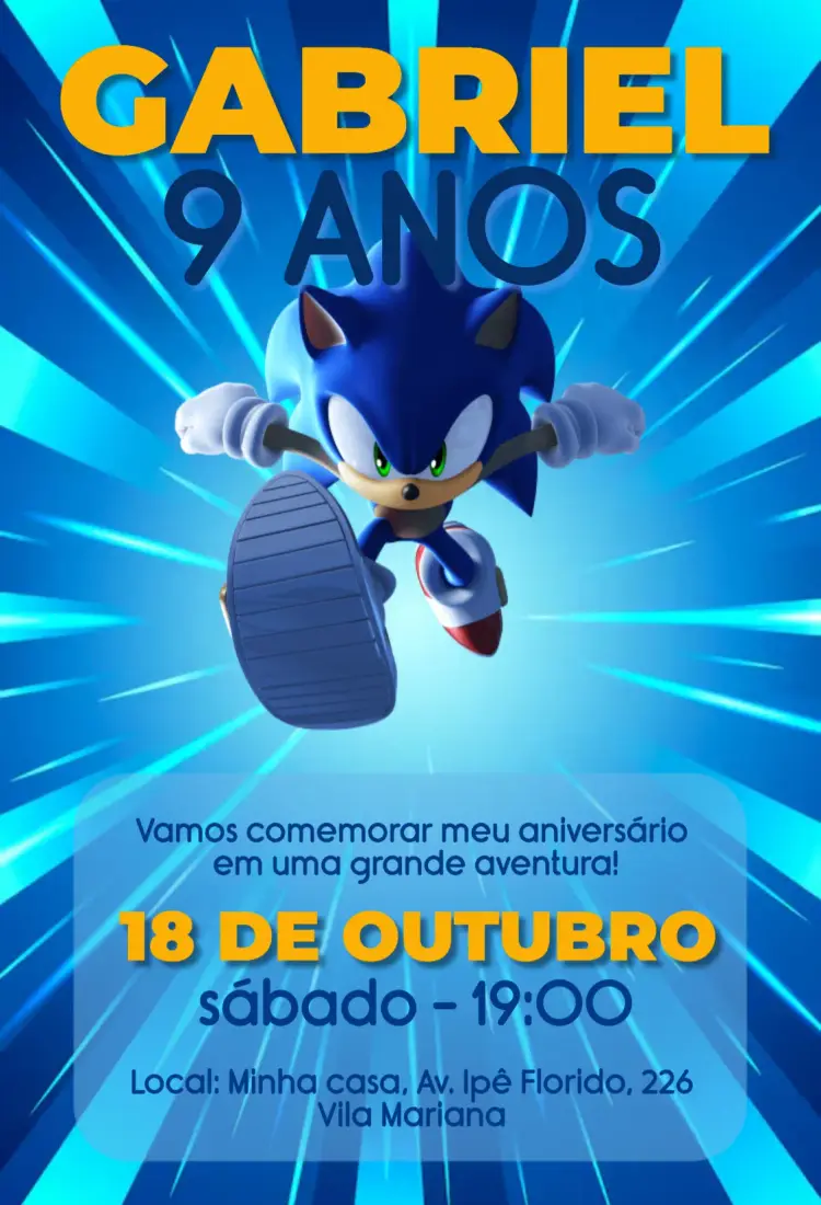 Convite Sonic o filme