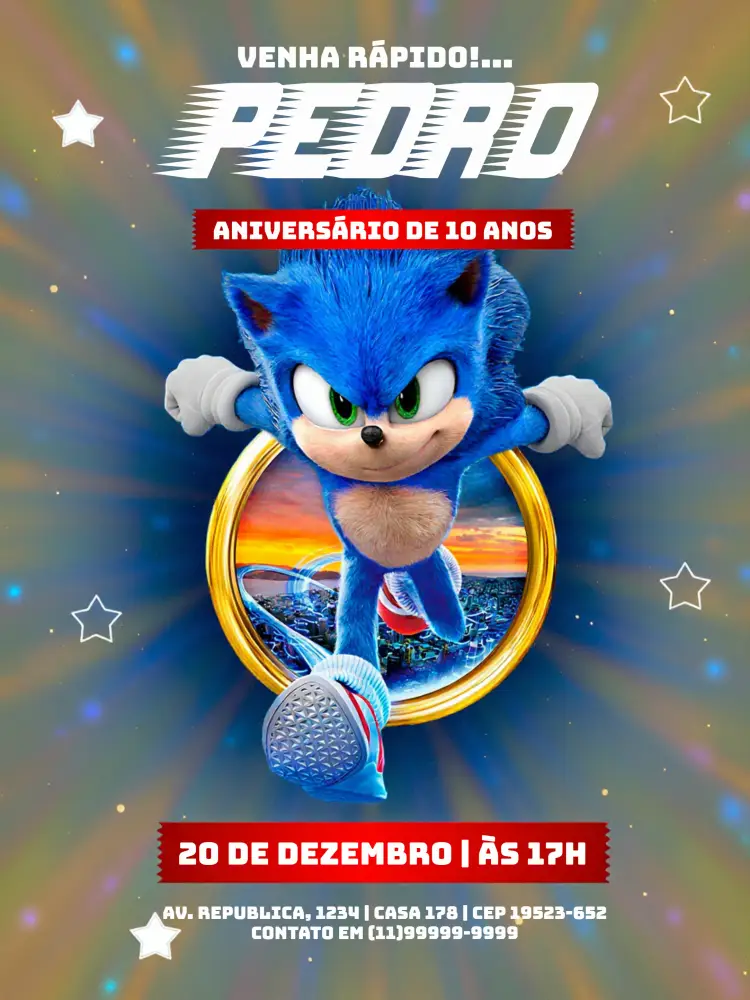 Convite Sonic Amarelo