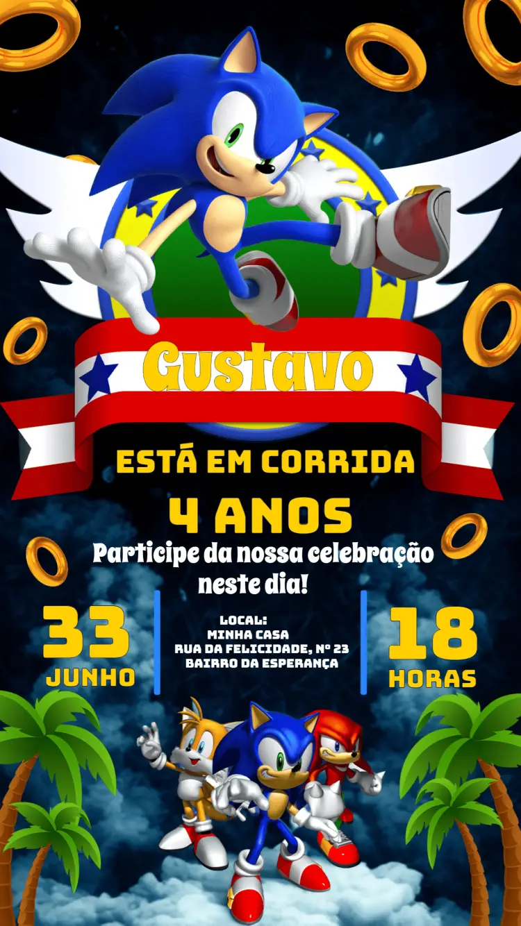 Convite Sonic Anel