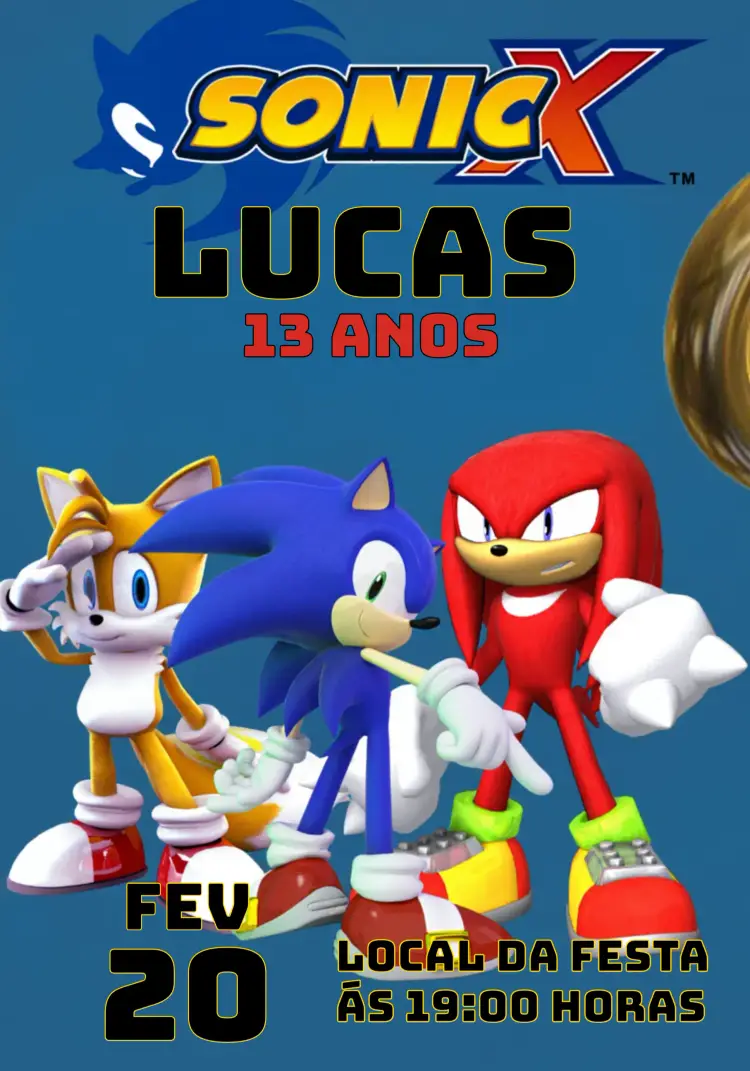 Convite Sonic Azul