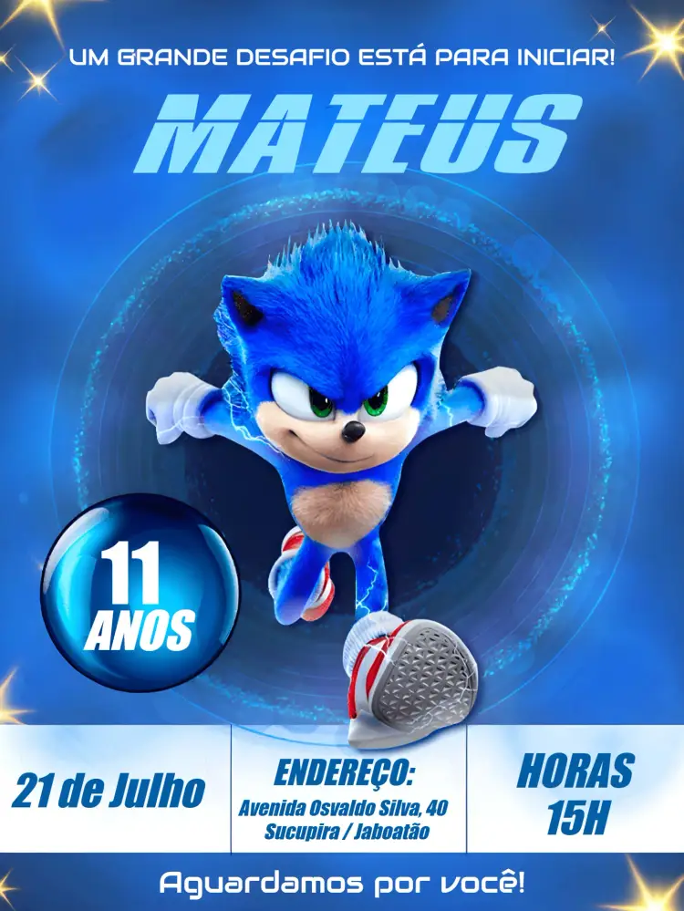 Convite Sonic Azul