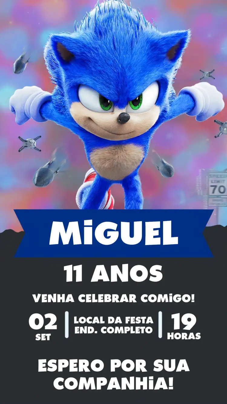 Convite Sonic Infantil