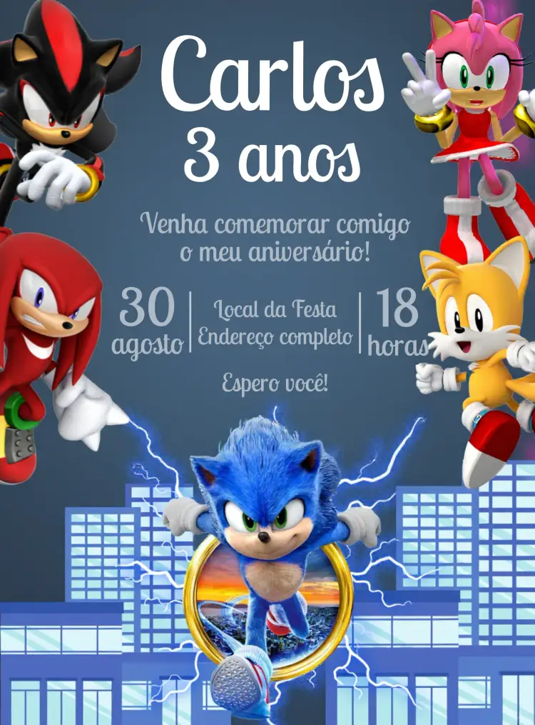 Convite Sonic Knuckes