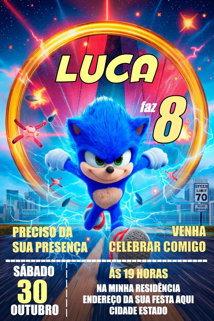 Convite Sonic O Filme Knuckes