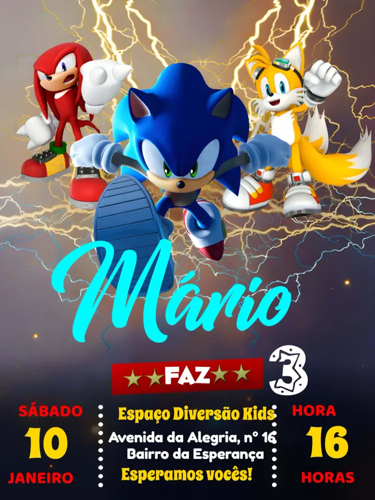 Convite Sonic Preto