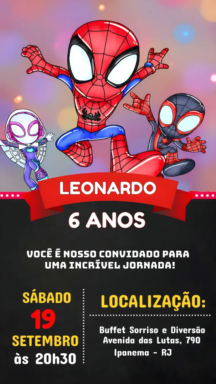 Convite Spidey E Seus Amigos Espetaculares