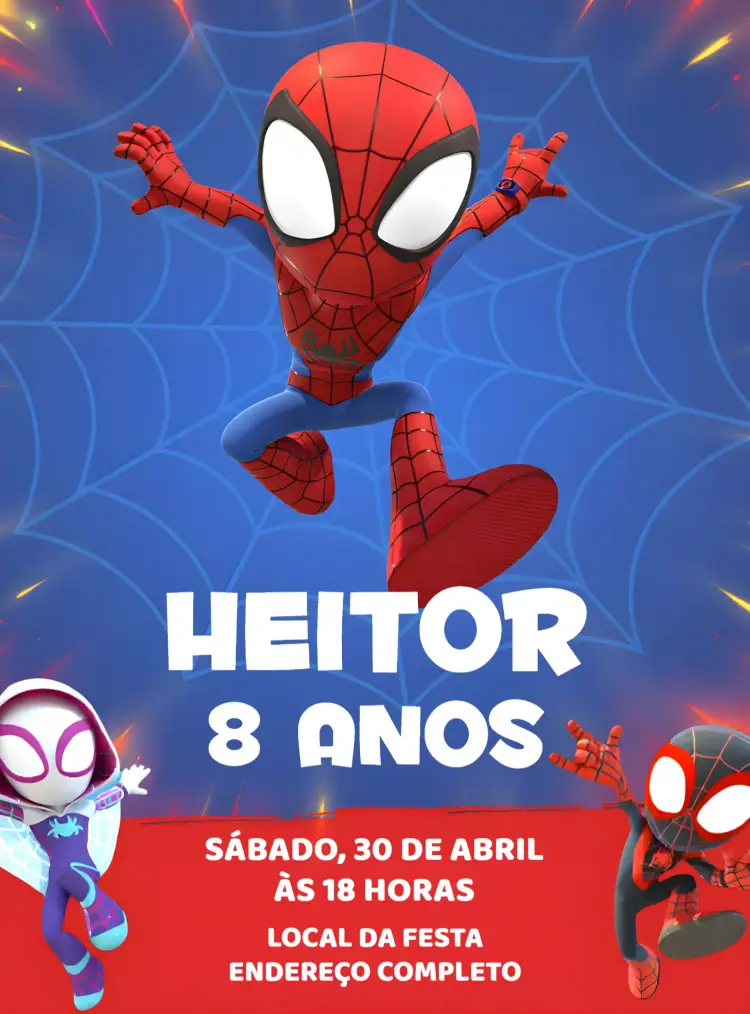 Convite Spidey Homem Aranha Espetaculares