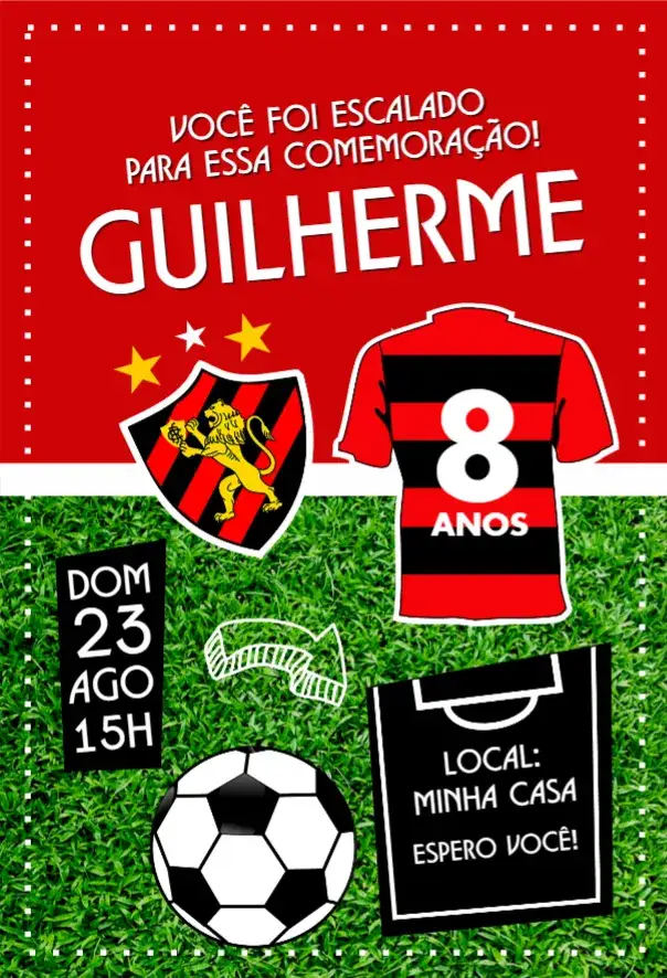 Convite Sport camisa – tema Aniversário esportivo, colorido, moderno, jovial, dinâmico