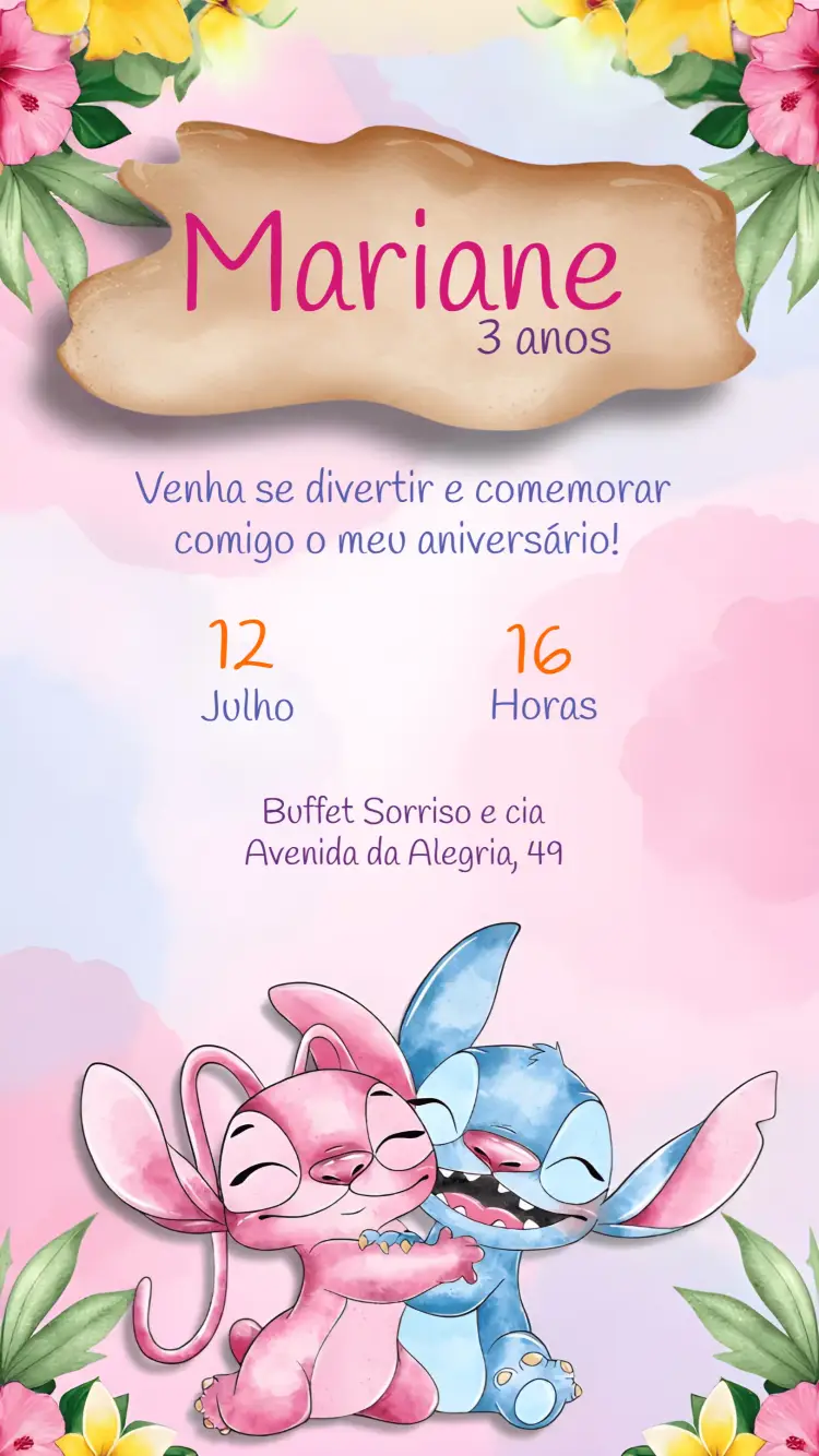 Convite Stich Rosa