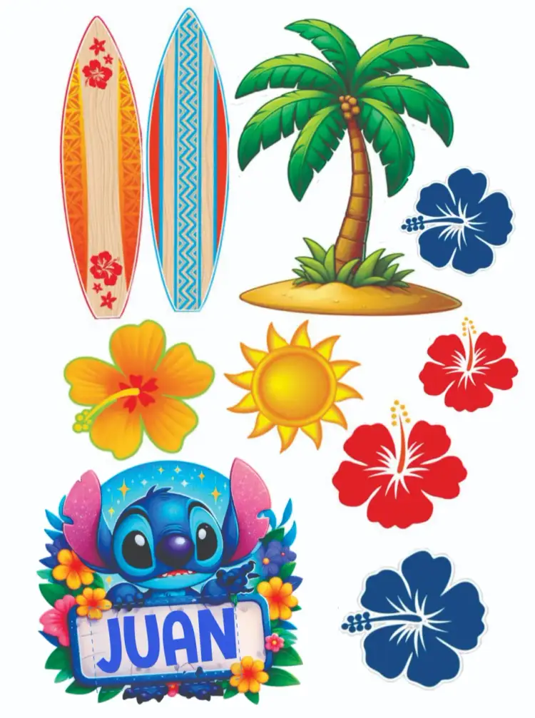 Convite Stitch – tema Topo de bolo colorido, divertido, infantil, temático, moderno