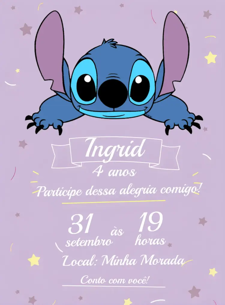 Convite Stitch Branco