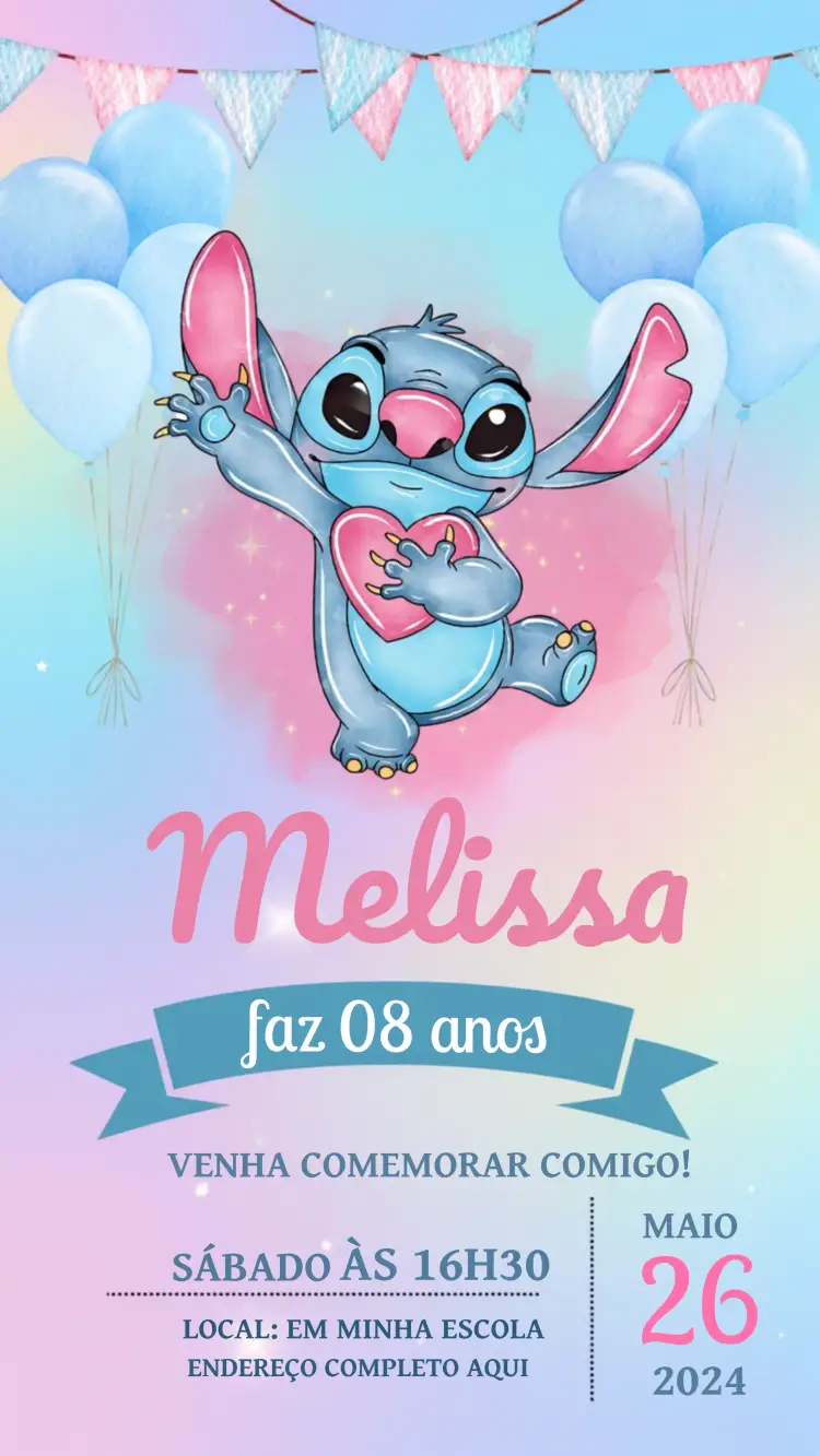 Convite Stitch Desenho