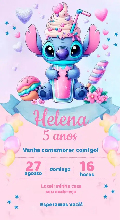 Convite Stitch Doceria