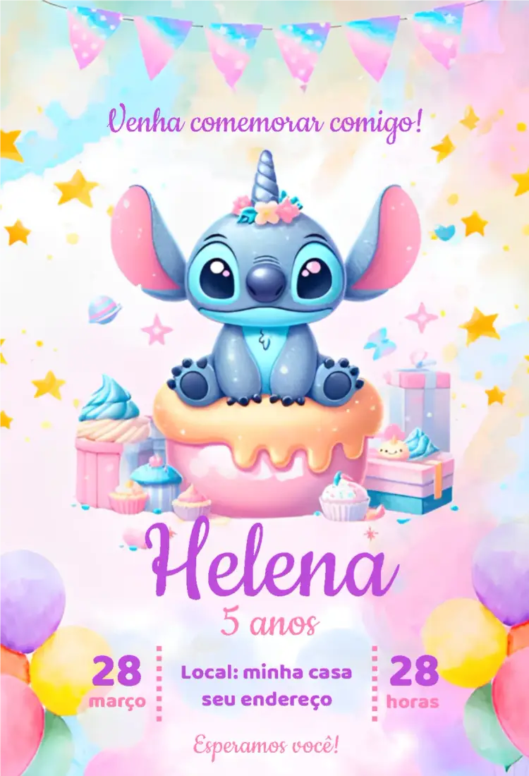 Convite Stitch Doceria