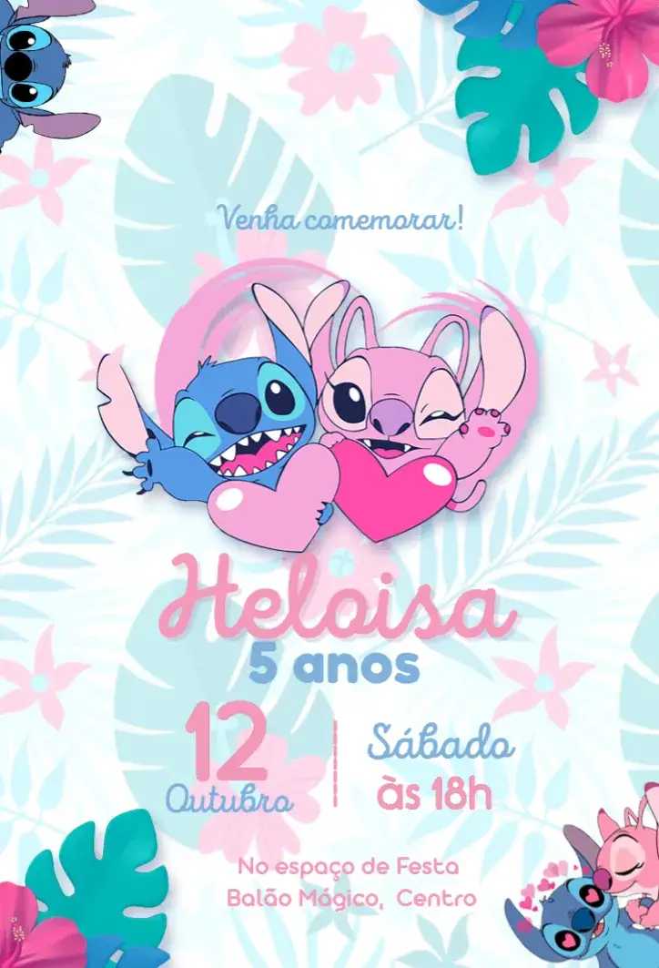 Stitch and Angel invitation