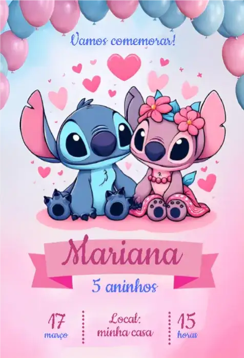 Stitch e Angel azul e rosa