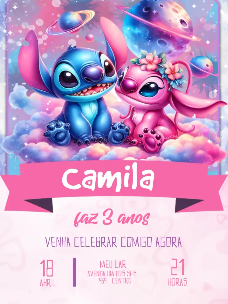 Convite Stitch E Angel Lilo