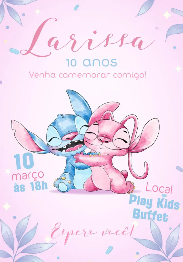 Convite Stitch E Lola Angel Lilo