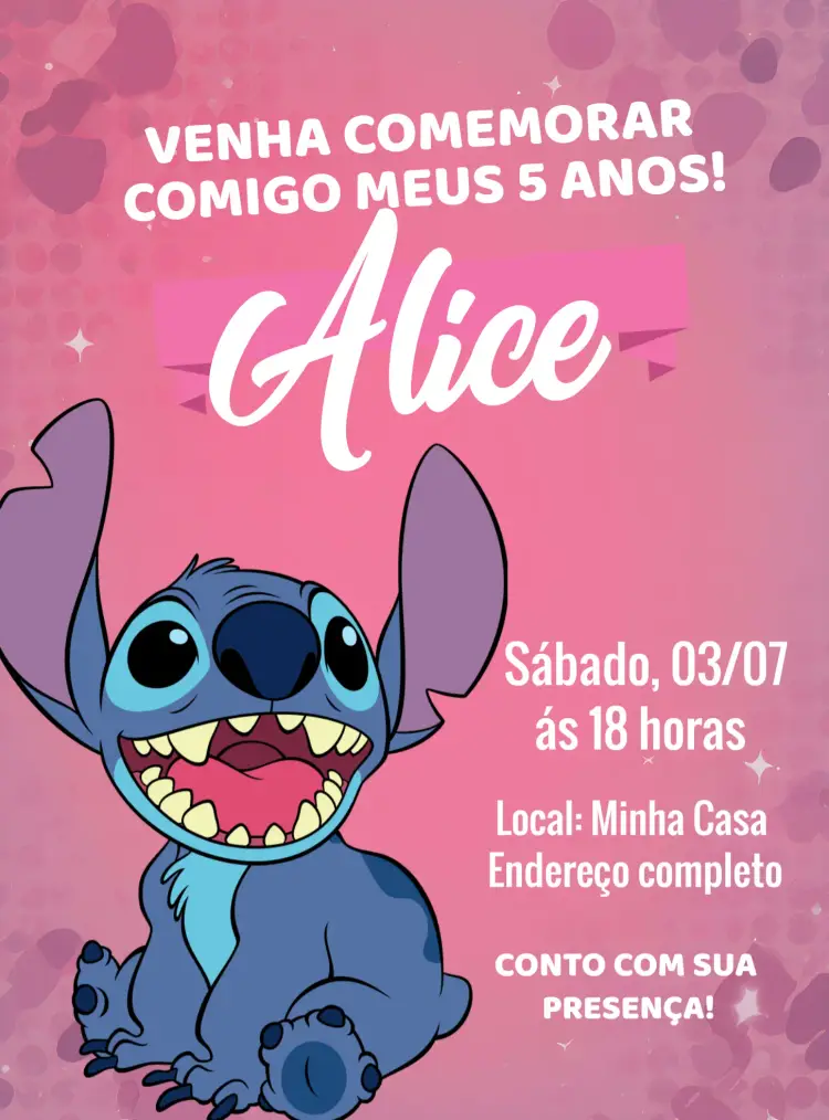 Convite Stitch Festa