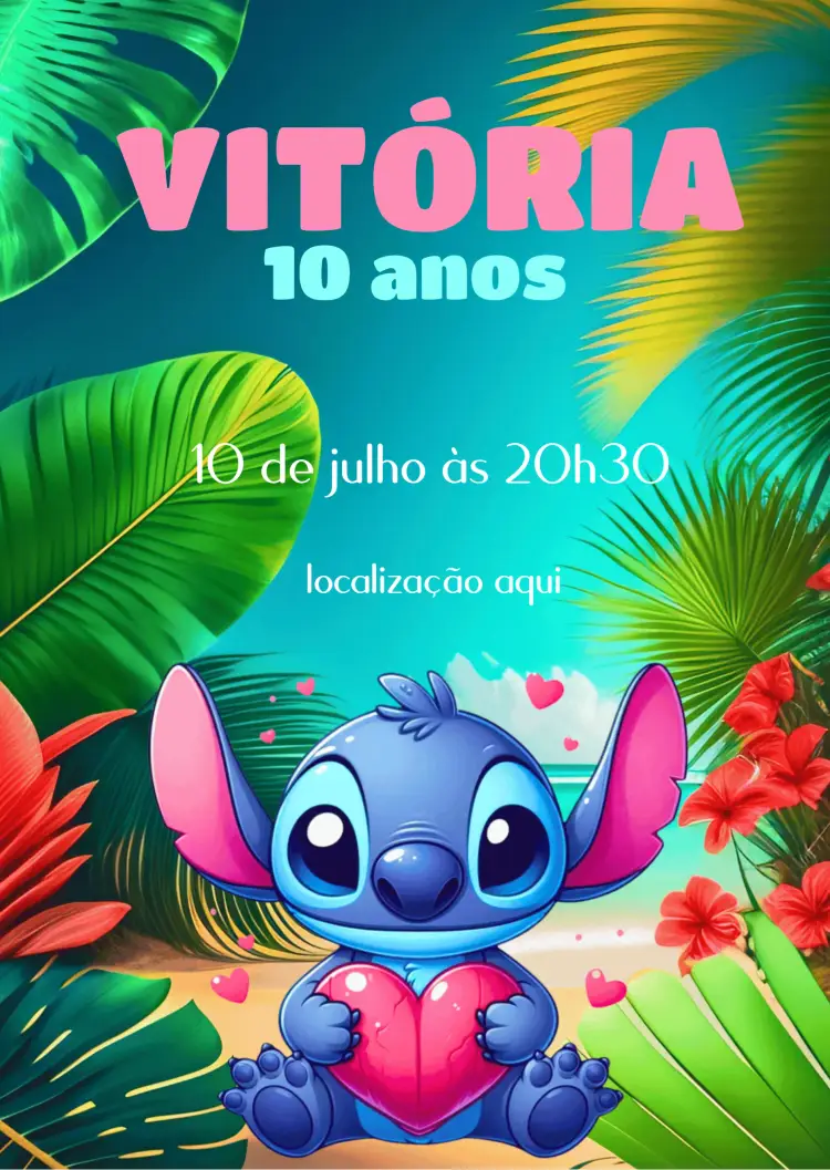 Convite Stitch Infantil