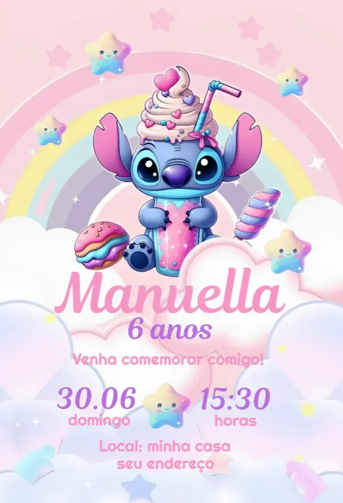 Invite Stitch girl editable and customizable
