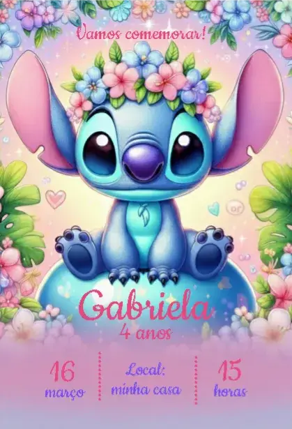 Convite Stitch Menina