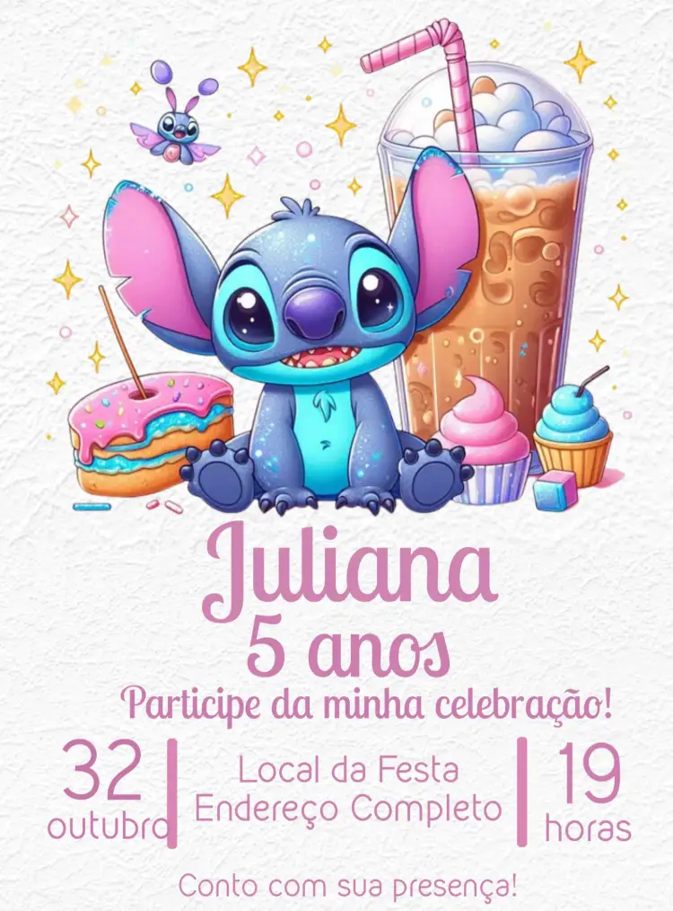 Convite Stitch Ohana