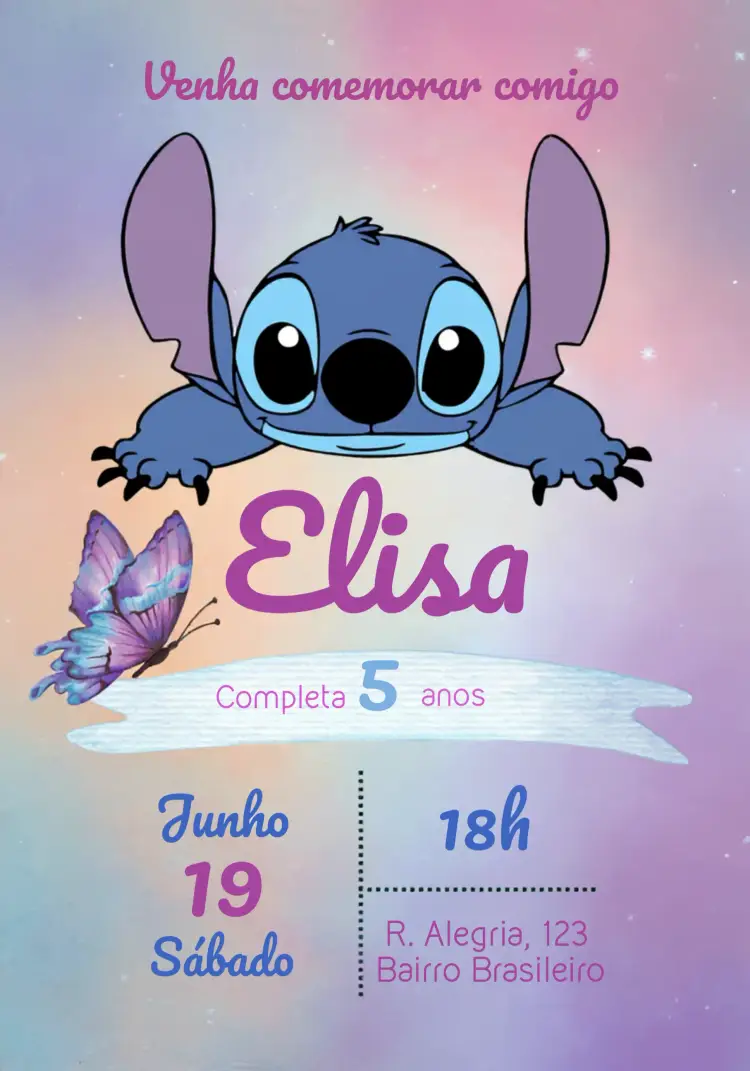 Convite Stitch Pastel