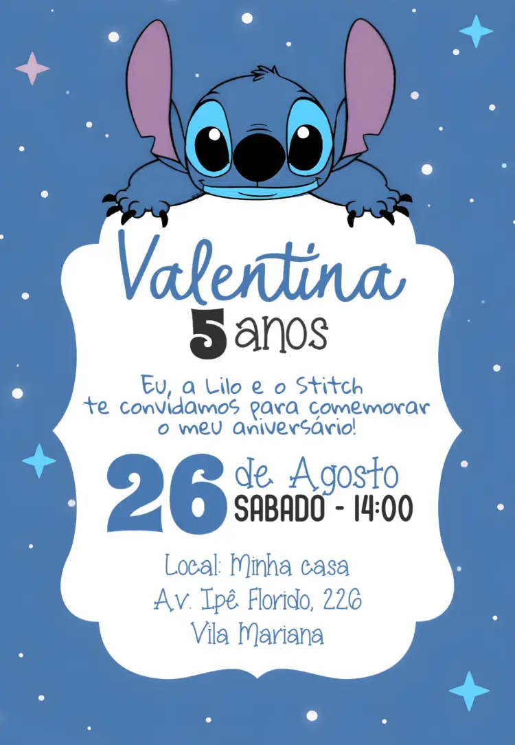 Convite Stitch Praia