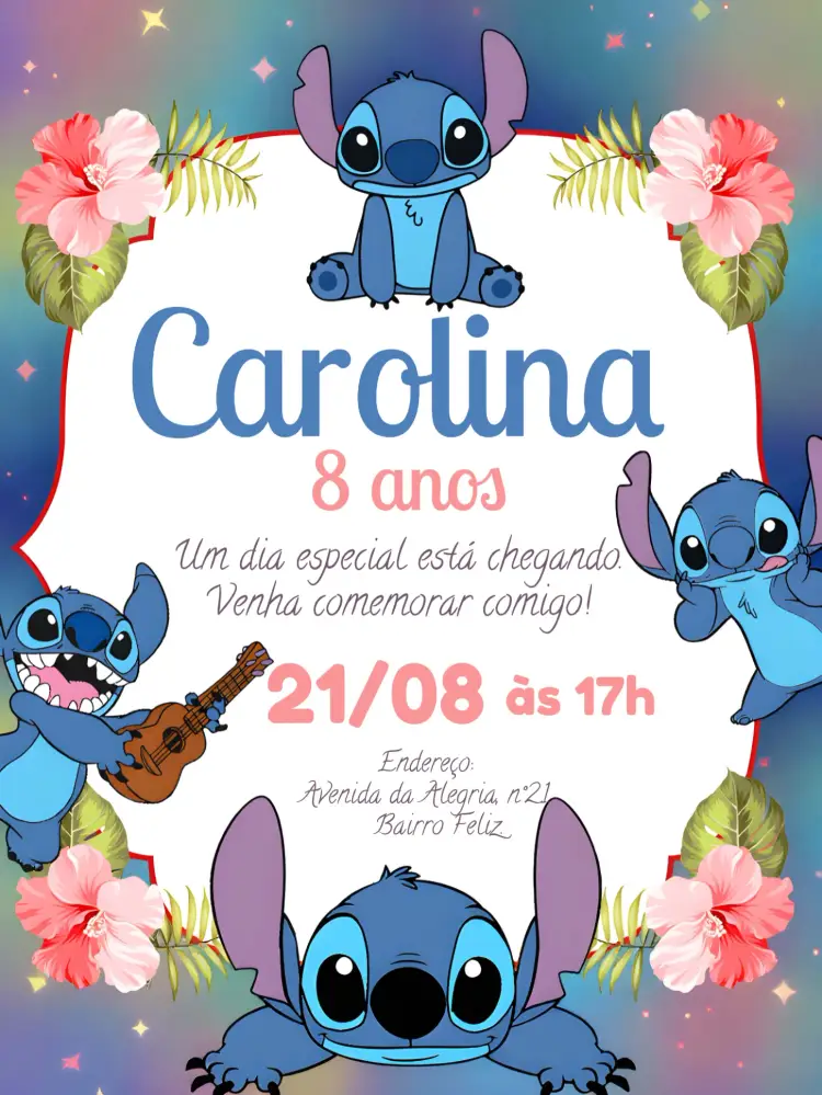 Convite Stitch Praia