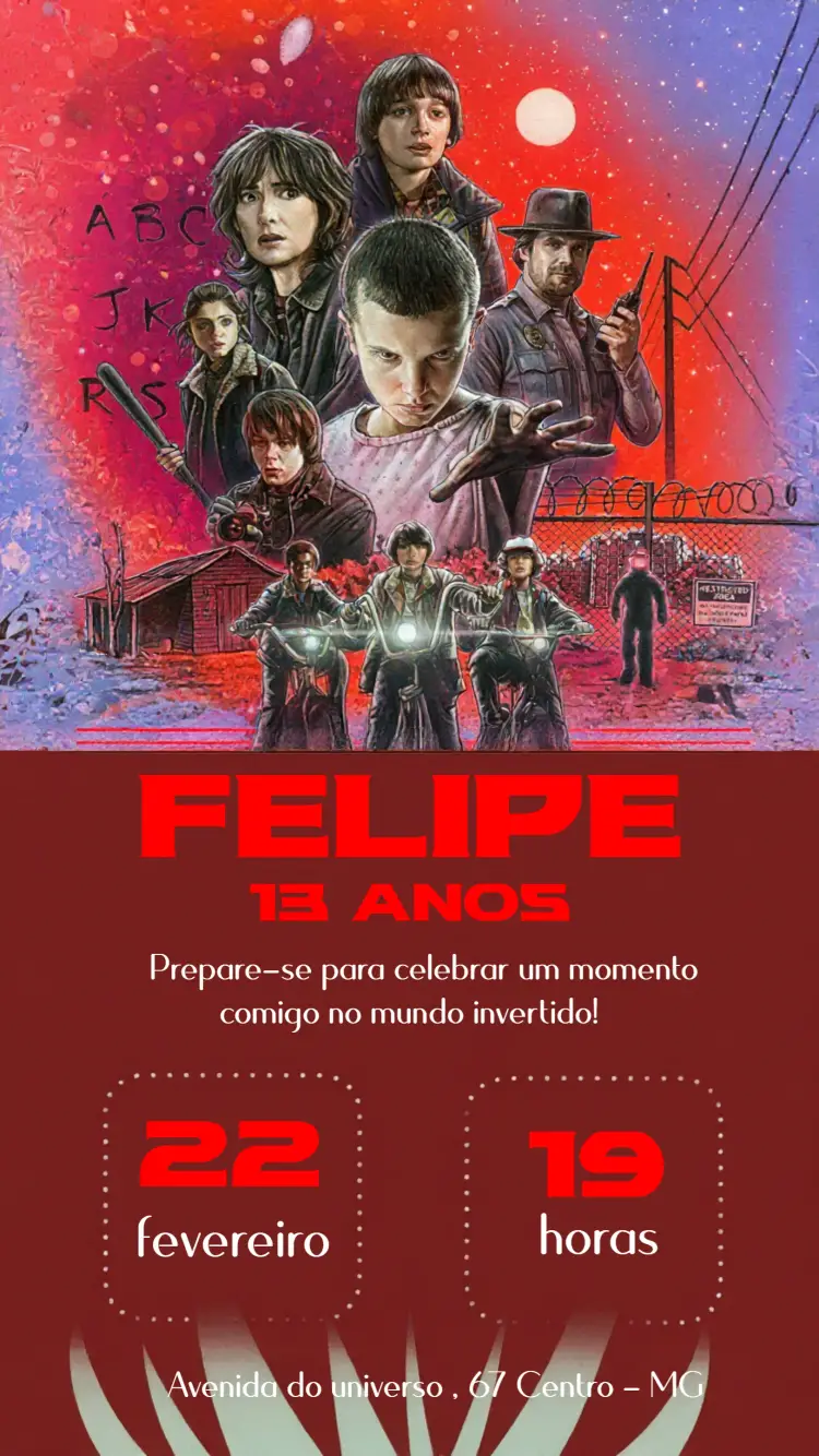 Convite Stranger Things Vermelho