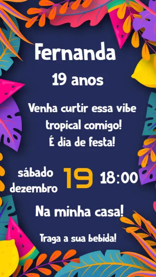 Convite Summer – tema Aniversário tropical, veranil, colorido, vibrante, descontraído, animado