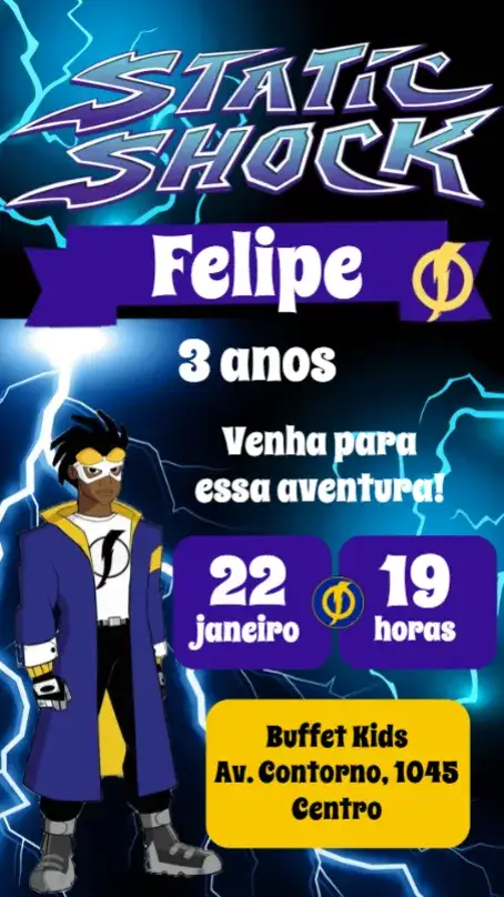 Convite Super Choque – tema Aniversário Infantil cores vivas, super-heróis, aquarela, moderno, divertido