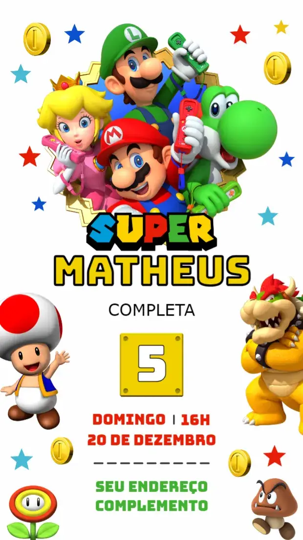 Convite Super Mario