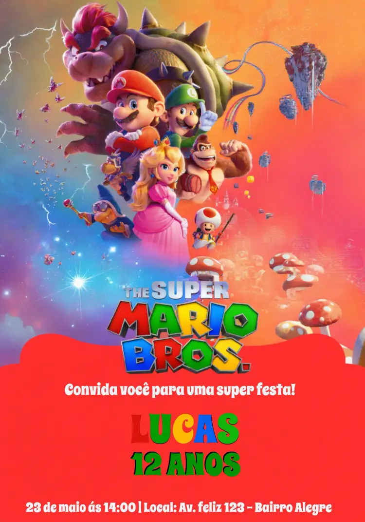 Convite Super Mario Bros
