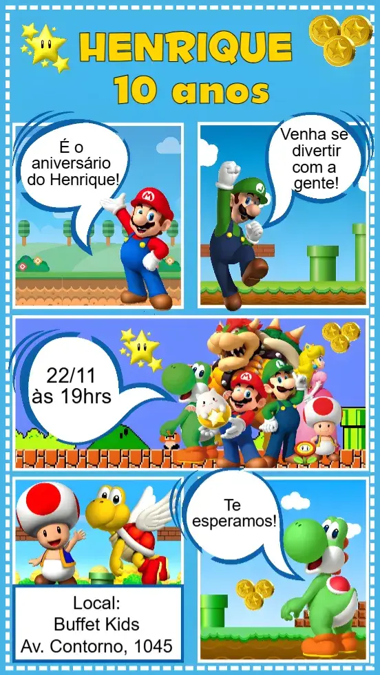 Convite Super Mario Bros