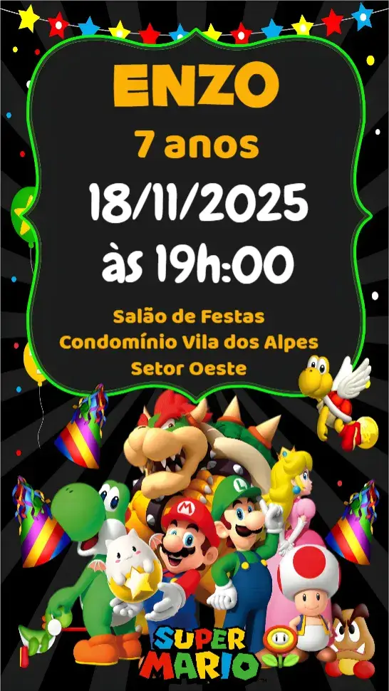 Convite Super Mario Bros