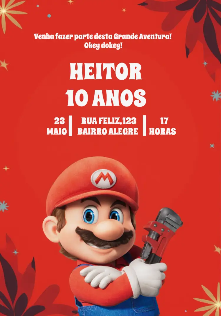 Convite Super Mario Bros