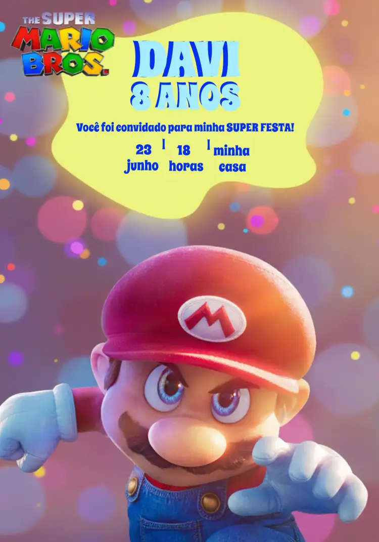 Convite Super Mario Bros
