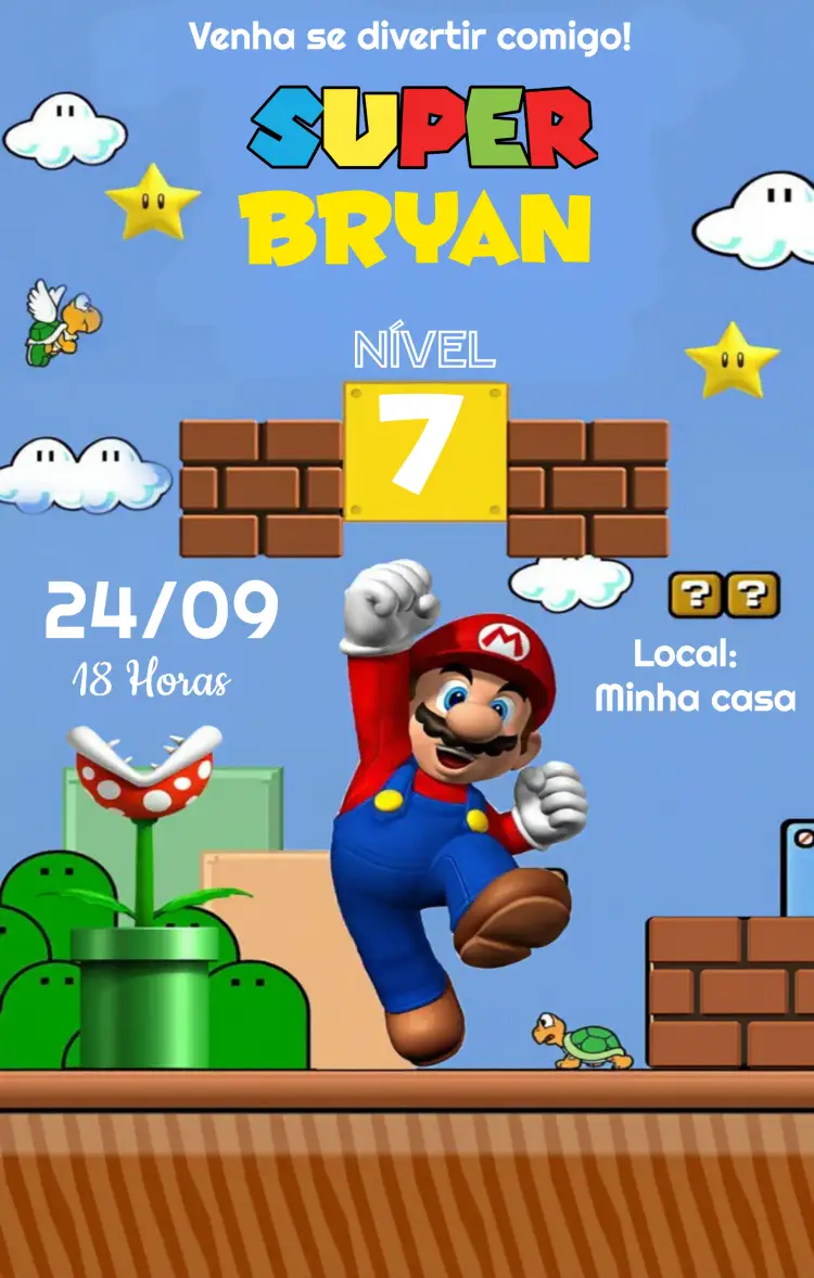 Convite Super Mário Vermelho