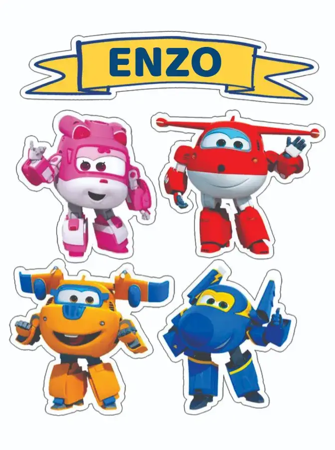 Convite Super Wings – tema Topo de bolo colorido, divertido, moderno, temático, infantil
