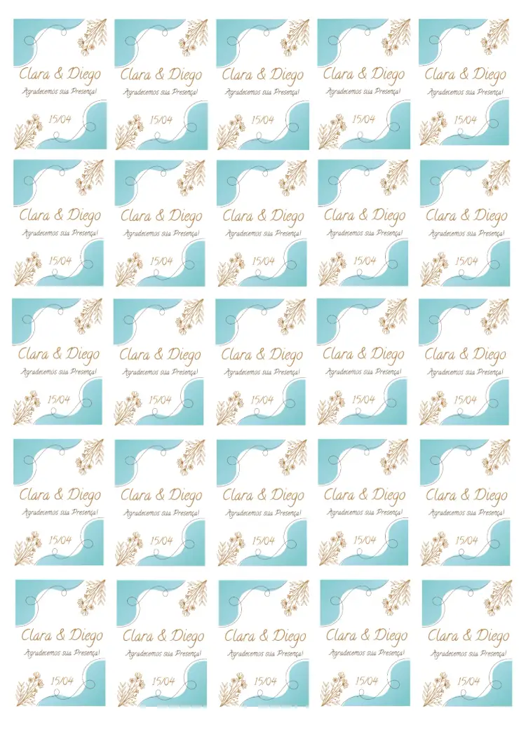 Convite Tag Casamento Floral Agradecimento