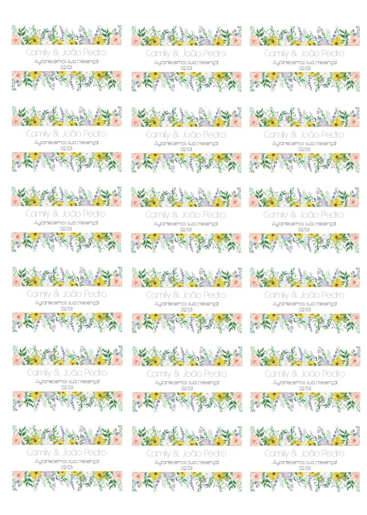 Convite Tag Casamento Floral Agradecimento
